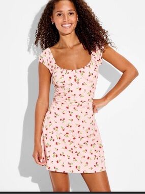 wild fable Pink Floral Scoop-Neck Mini Dress